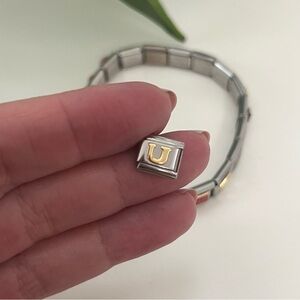 New Italian Charm ‘U’ Initial, Silver & Gold